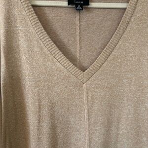 Cozy V-Neck Sweater in Warm Tan